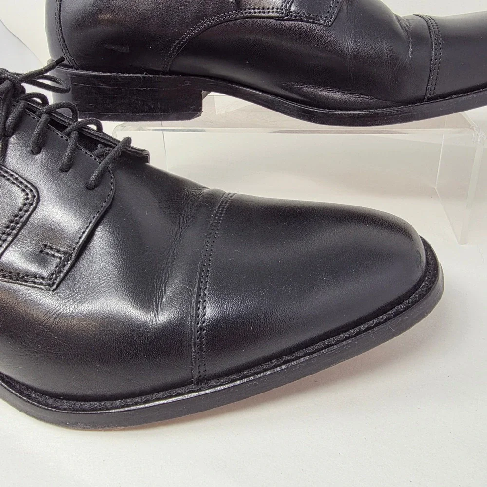 J. Murphy Johnston & Murphy Dress Shoes Men 11 WIDE Cap Toe Black Leather Oxford